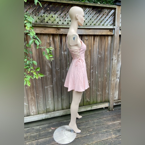 Light Pink Intricate Lace Crochet Mini Dress - Picture 4 of 16